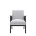 Charleston Armchair / Accent Chair, White Linen, Black Wood Frame