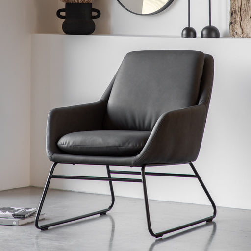 Modern Black PU Leather Accent Chair – Sleek Iron Frame & Plush Design  