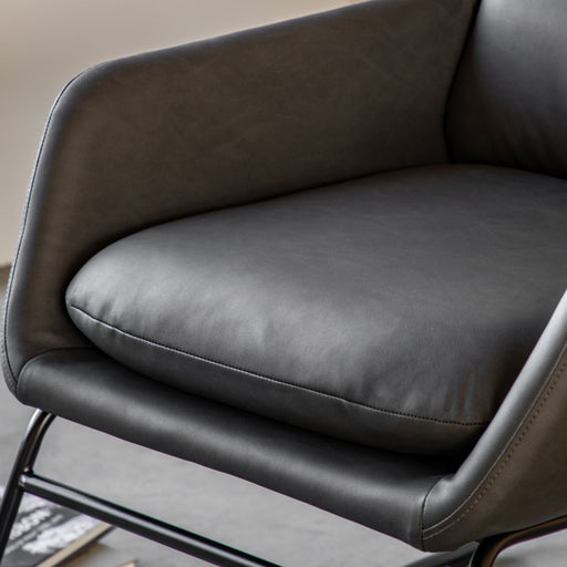 Modern Black PU Leather Accent Chair – Sleek Iron Frame & Plush Design  