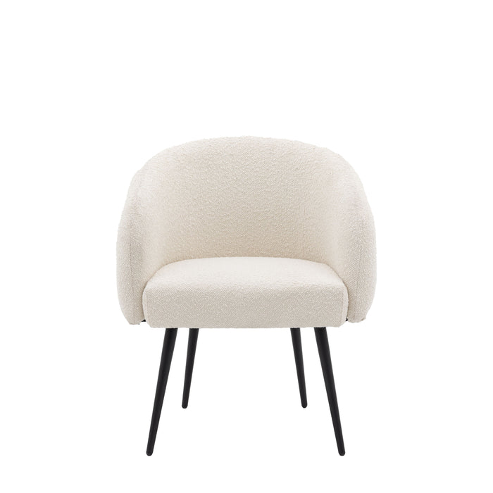 Freya Tub / Accent Chair, Off White Boucle, Black Metal Legs