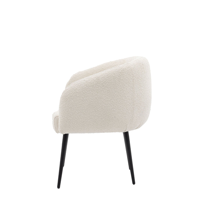 Freya Tub / Accent Chair, Off White Boucle, Black Metal Legs