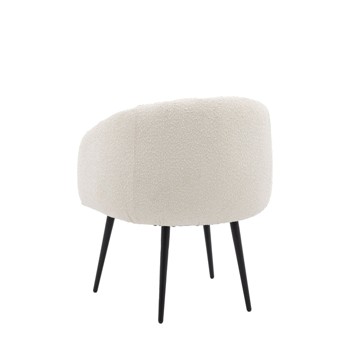 Freya Tub / Accent Chair, Off White Boucle, Black Metal Legs