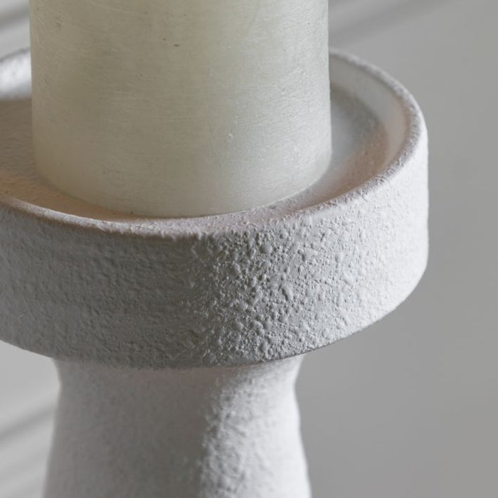 White Ceramic Pillar Candle Holder