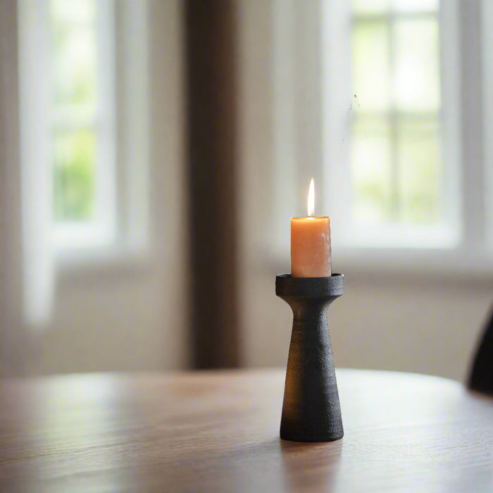 Black Ceramic Pillar Candle Holder