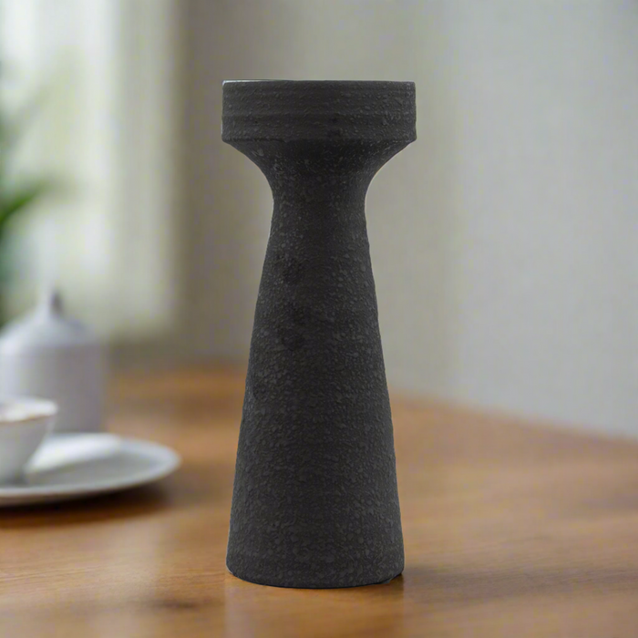 Black Ceramic Pillar Candle Holder