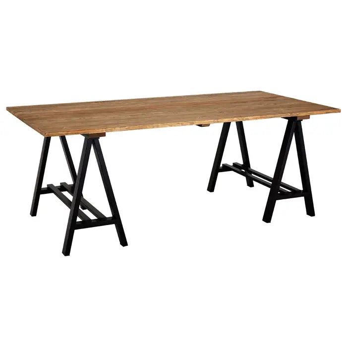 Hampstead Rectangle Dining Table, Pine Wood Top & Black Metal Base