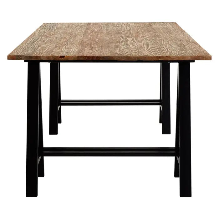 Hampstead Rectangle Dining Table, Pine Wood Top & Black Metal Base