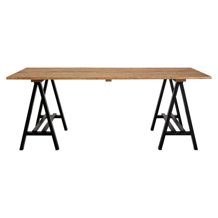 Hampstead Rectangle Dining Table, Pine Wood Top & Black Metal Base