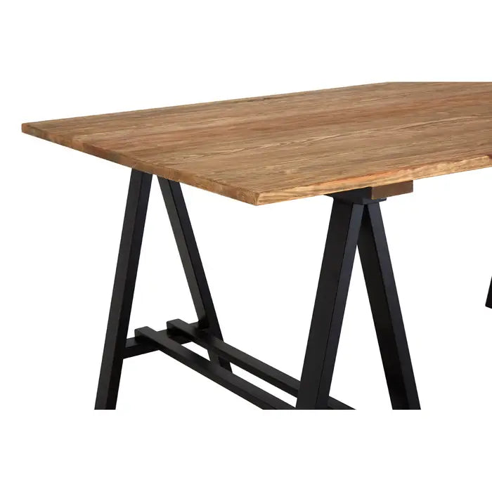 Hampstead Rectangle Dining Table, Pine Wood Top & Black Metal Base