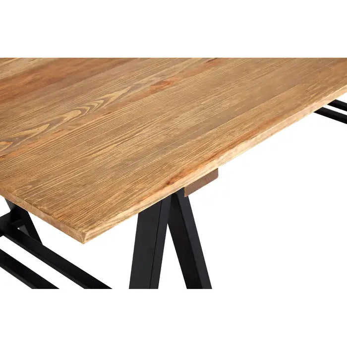 Hampstead Rectangle Dining Table, Pine Wood Top & Black Metal Base