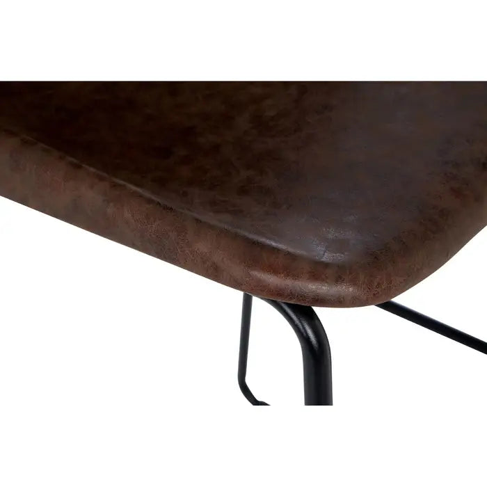 Dalston Bar Stool, Brown Leather, Black Metal