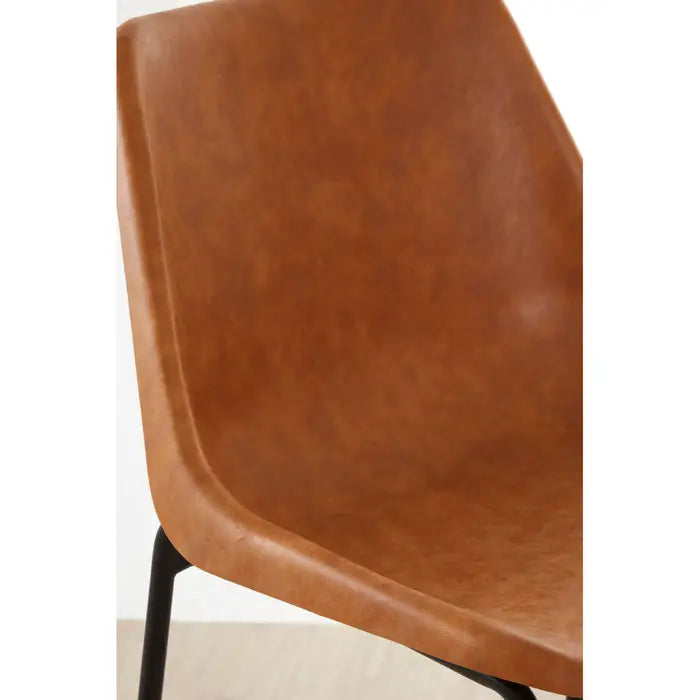 Dalston Bar Stool, Caramel Leather, Black Metal