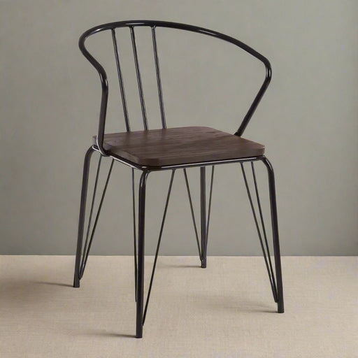 Battersea Black Metal Chair with Natural Elm Wood Seat