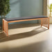 Helmsley Indoor Bench, Black Leather Seat, Rose Gold Frame