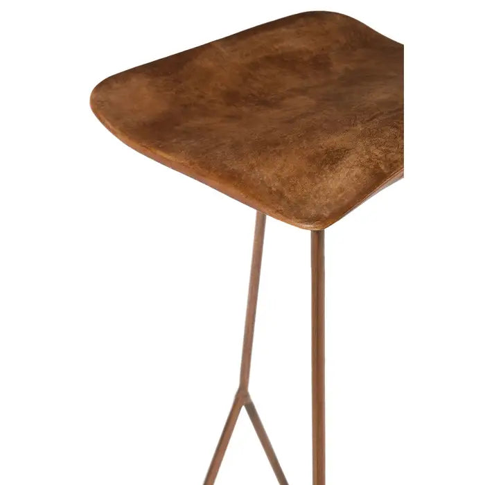 Nandri Bar Stool, Brown Leather, Copper Metal