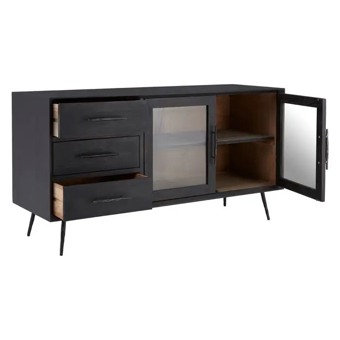 Madsen Wood & Glass Cabinet In Black