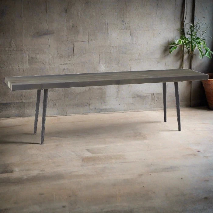 Mason Indoor Bench, Stone Grey Oak, Iron Legs