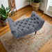 Grey Chenille Fabric Upholstered Chic Stool with Birchwood Legs