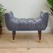 Grey Chenille Fabric Upholstered Chic Stool with Birchwood Legs