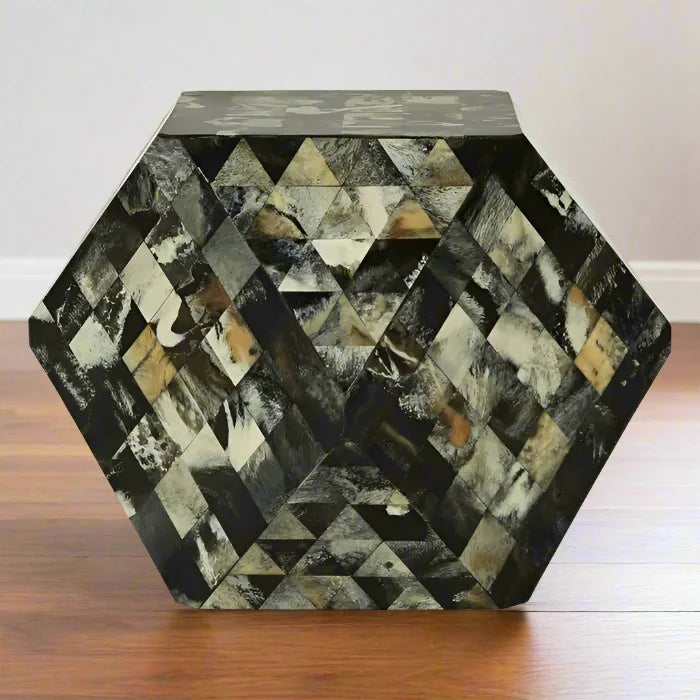 Prismatic Resin Tile Accent Stool in Green