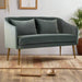 Hendricks 2 Seater Sofa, Grey Velvet, Gold Finish Stainless steel legs, 2 Matching Cushions