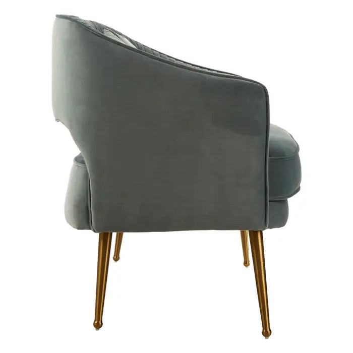 Hendricks 2 Seater Sofa, Grey Fabric, Gold Finish Stainless steel Legs, 2 Matching Cushions