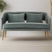 Hendricks 2 Seater Sofa, Grey Velvet, Gold Finish Stainless steel legs, 2 Matching Cushions