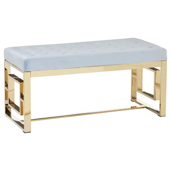 Allure Powder Grey Tufted Bench