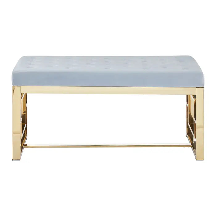 Allure Powder Grey Tufted Bench