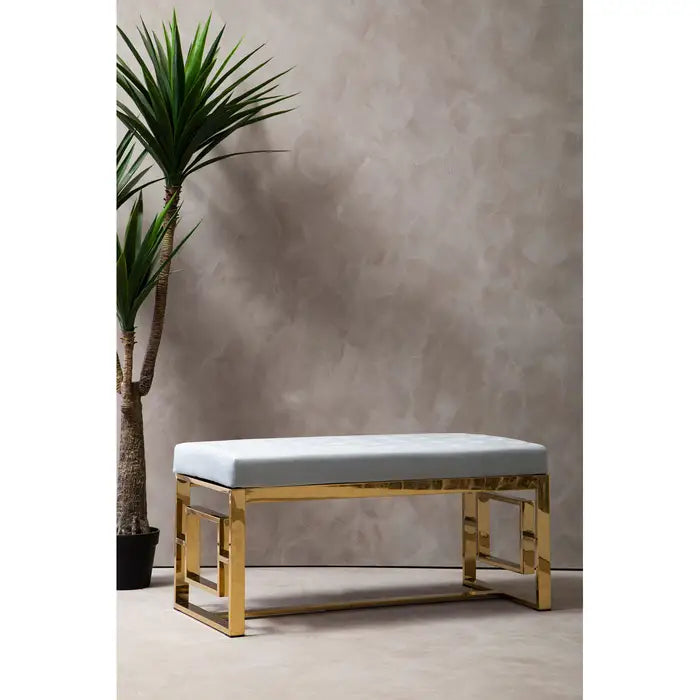 Allure Powder Grey Tufted Bench