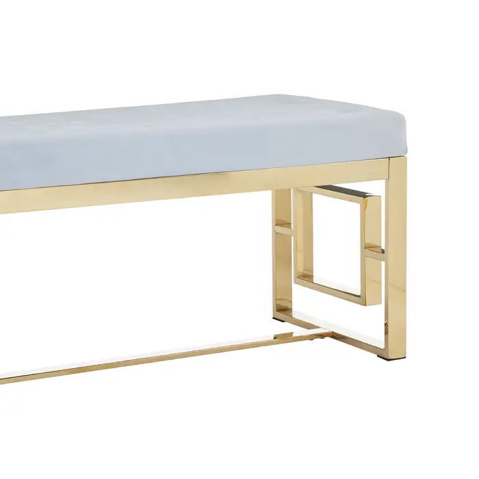 Allure Powder Grey Tufted Bench