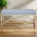 Albion Inddor Bench, Powder Blue Velvet, Geometric Gold Metal Frame 