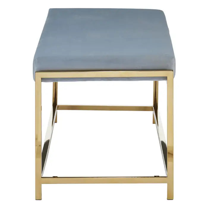 Albion Indoor Bench, Powder Blue velvet, Gold Metal Frame