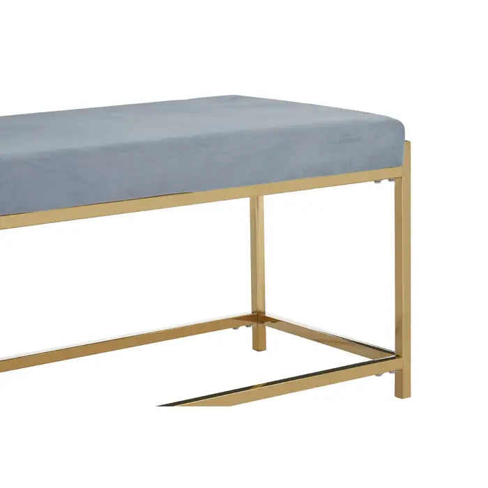 Albion Indoor Bench, Powder Blue velvet, Gold Metal Frame