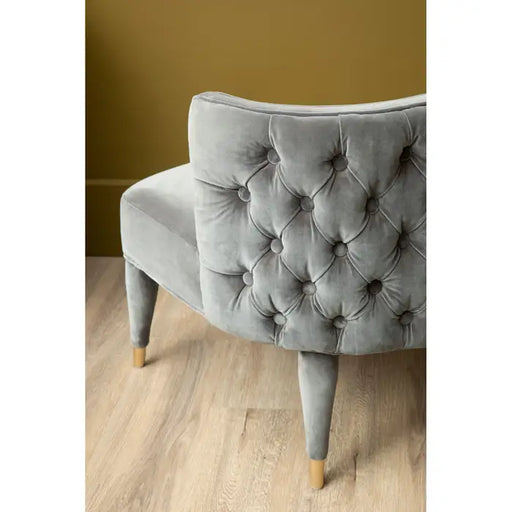 Sophisticated Grey Velvet Accent Chair – Modern Tufted Back with Gold Tipped Legs  