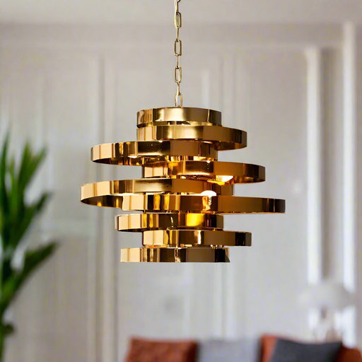 Alana Cascading Shade Pendant Light in Titanium Gold Finish