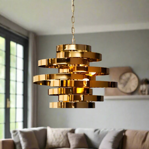 Alana Cascading Shade Pendant Light in Titanium Gold Finish