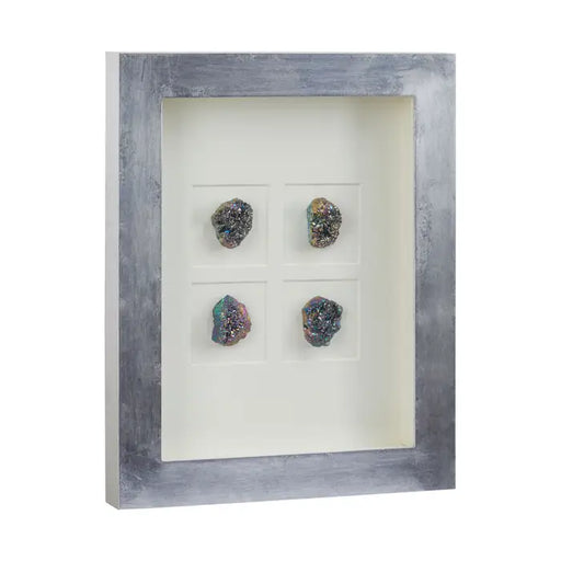 Modern Grey Stone Wall Art – Metallic Frame with Natural Elements  