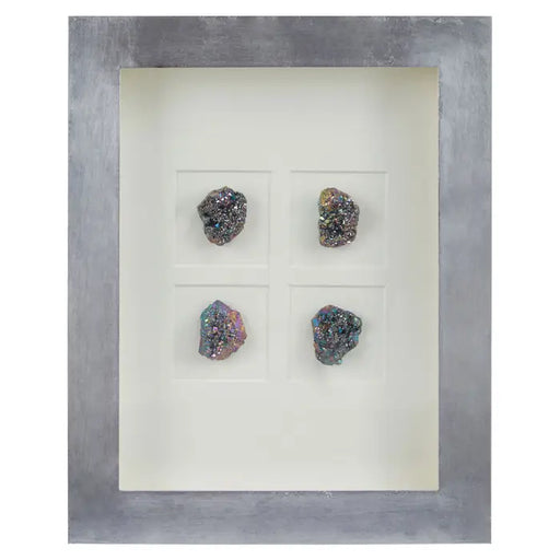 Modern Grey Stone Wall Art – Metallic Frame with Natural Elements  