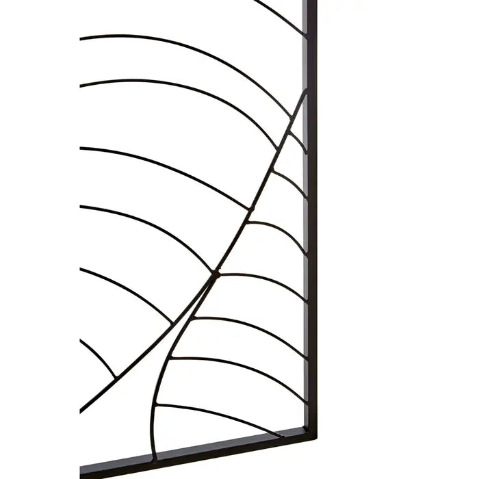 Trento Small Black Leaf Design Wall Art In Black