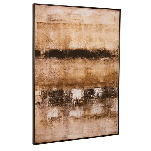 Refined Natural Abstract Wall Art – Wooden Frame & Textured Design  