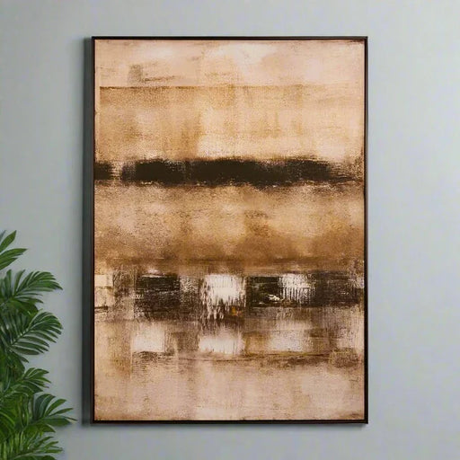 Refined Natural Abstract Wall Art – Wooden Frame & Textured Design  