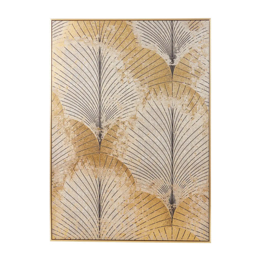 Elegant Grey & Gold Fan Leaf Wall Art – Pinewood Frame  