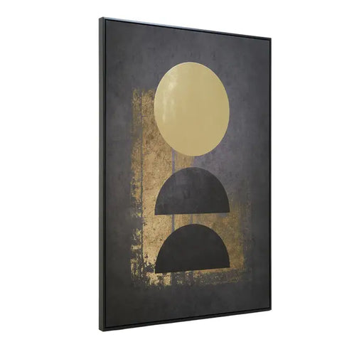 Modern Black & Gold Geometric Wall Art – Pinewood Frame & Foil Accents  