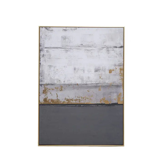 Sophisticated Grey & Gold Abstract Wall Art – Wooden Frame & Textured Finish  