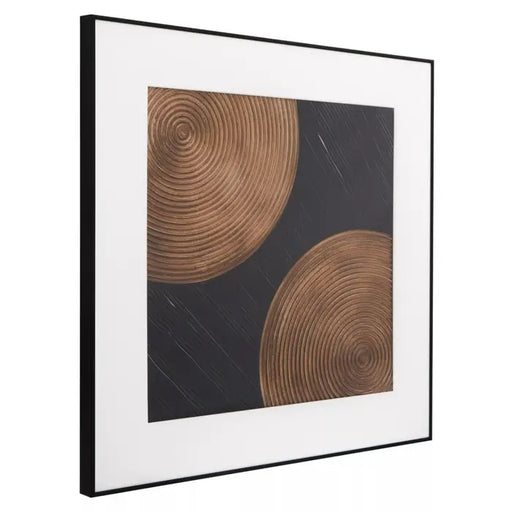 Modern Textured Wall Art – Black & Brown with Glass Frame  