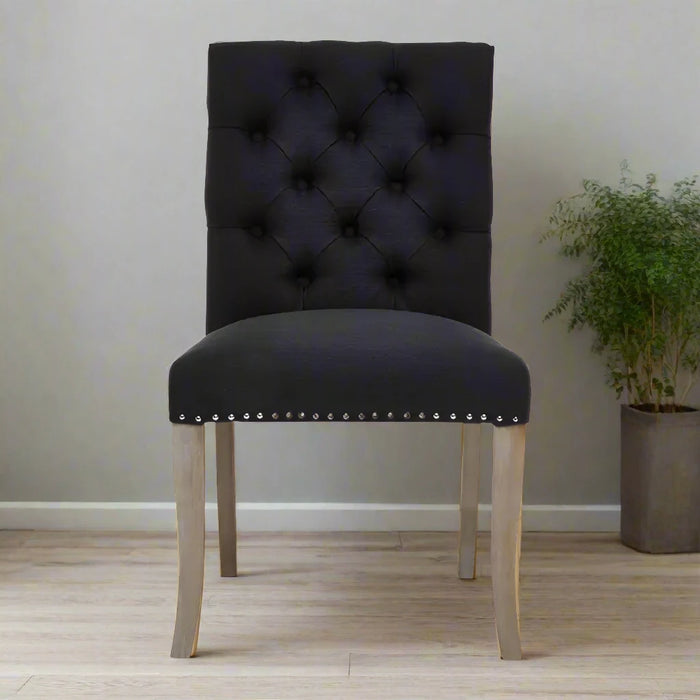 Kensington Townhouse Black Linen Dining Chair