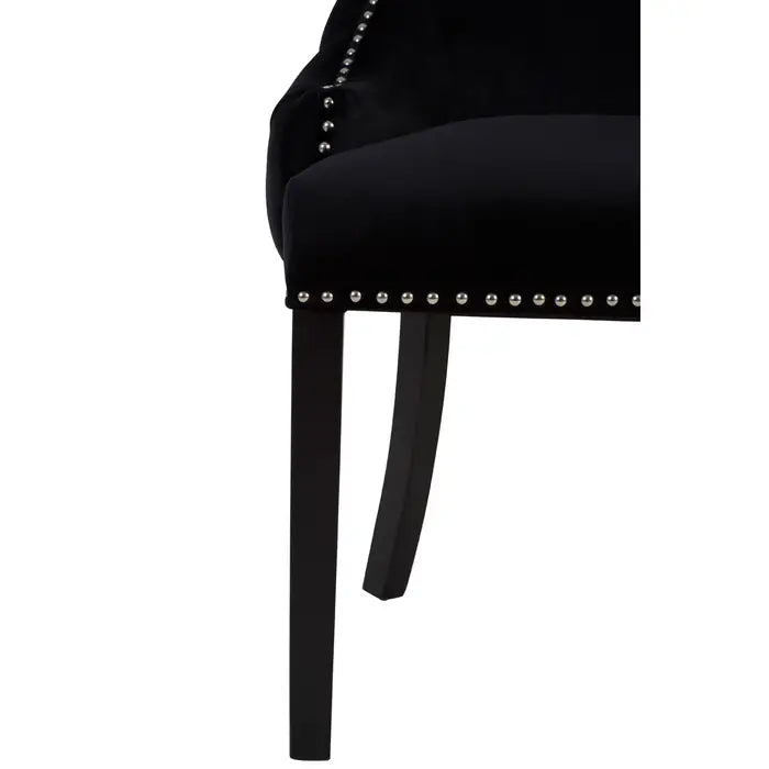 Kensington Townhouse Black Velvet Dining Chair with Deep Button Tuft Detail