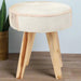 Kendari Light Leather & Teak Stool