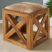 Kendari Stool with Hair-on-Leather Top and Teak Wood Base